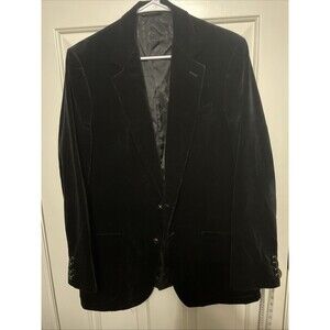 Oscar de la Renta Blazer Jacket Mens 44 ? Black Velvet Sport Coat Union Made